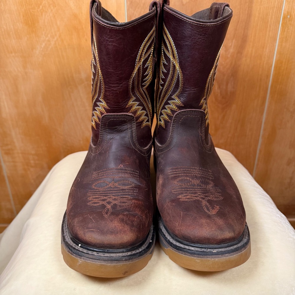 Arco Western Work Boots Brown Leather Western Slip Resistant Mens Size 8.5